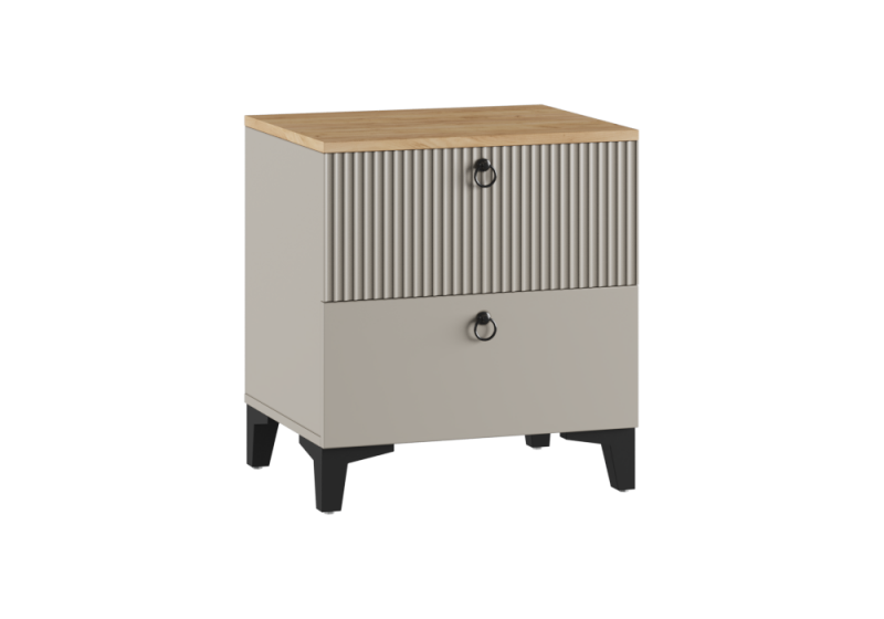 Тумба прикроватная Ника ПВШ бежевый мат-05 / кашемир / дуб делано (40x41x61,6). 