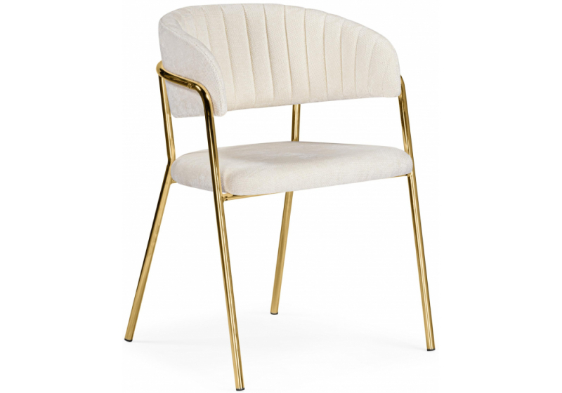 Стул на металлокаркасе Kamelia белый / ткань золотые ножки. 