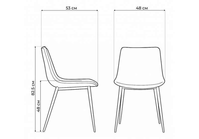 Стул на металлокаркасе Алеида серая экокожа / черный глянец (48x53x82.5)