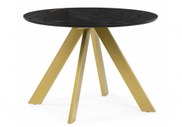 Стол стеклянный Галвестон 100х76 обсидиан / черный / золото (100x77)