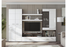 Готовая гостиная Jimenez дуб венге / белый глянец (280x38,6x196,6)